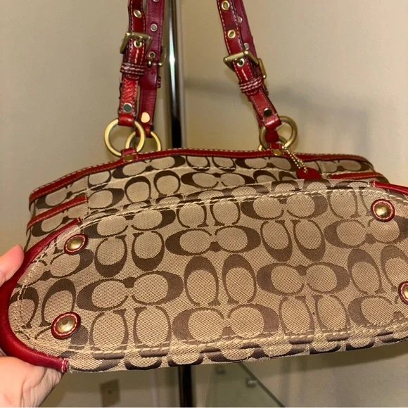 Coach Tan and Pink Signature Tote - Picture 7 of 9